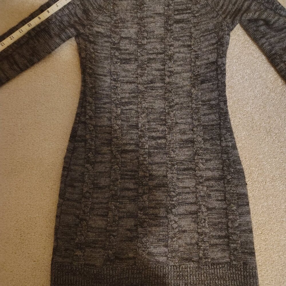 JAX Gray Cable Knit Cowl Neck Sweater Dress Long Sleeve Size S